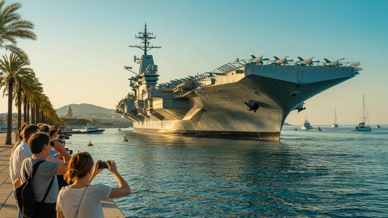 333 Meter lang: Größtes Kriegsschiff der Welt liegt jetzt vor Mallorca