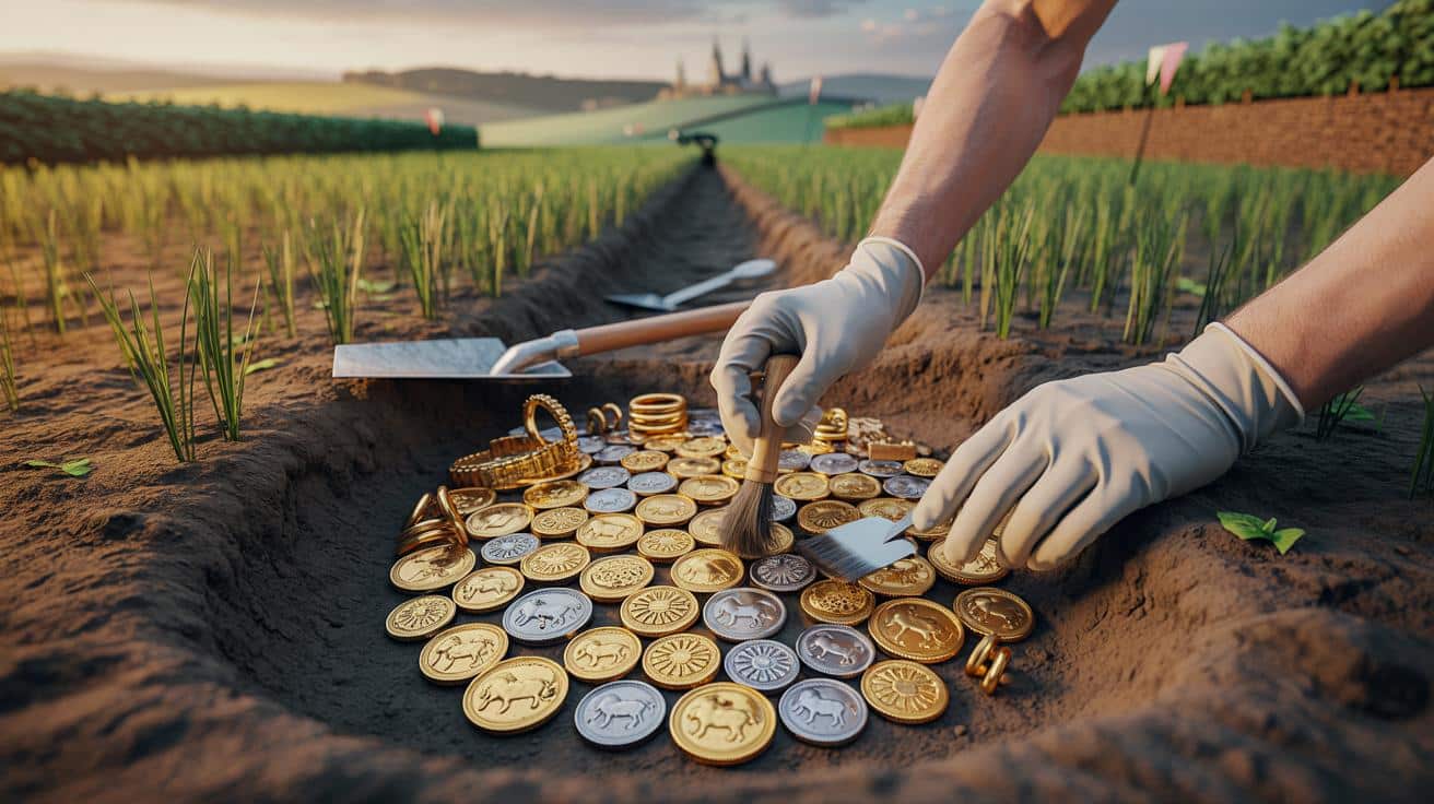 Fund des Jahrhunderts | In einem bepflanzten Feld wurden Münzen und Goldbarren gefunden, die einem Land gehören