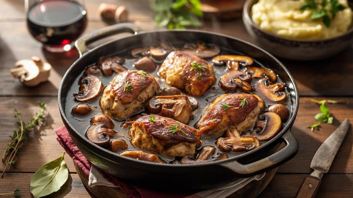 Pollo Fino mit Champignons: aromatisches Schmorgericht