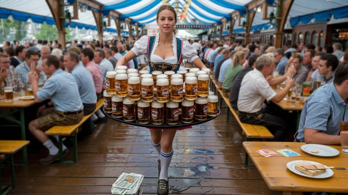 Wiesn-Bedienung Celina stemmt 16 Maß auf der Wiesn – und verrät, was sie damit verdient